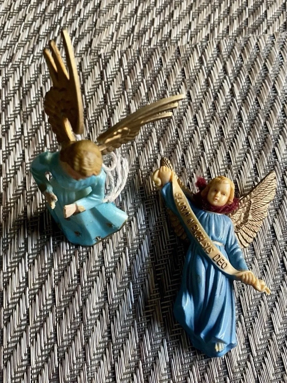 Vintage Midcentury Plastic Angel Christmas Ornaments Lot 2 Gloria Nativity Italy